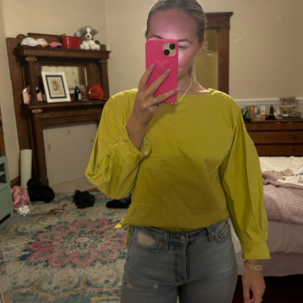 Tibi Chartreuse Blouse